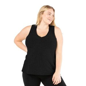 BEYOND YOGA Featherweight All About It Split Back Bopo Tank in Darkest Night